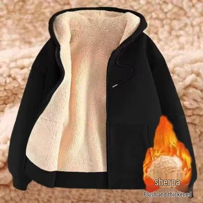 Cárdigan con capucha y cremallera de lana de cordero estilo coreano para hombre