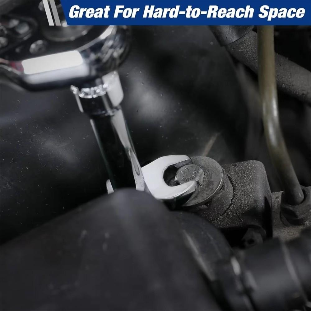 10pcs/Set Chrome Finish Crowfoot Wrench Heads Hand Tool Accessories Mechanical Repair