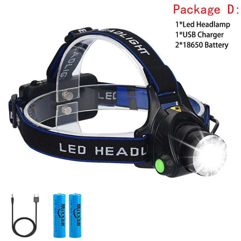 Zk20 8000LM Led Headlamps Head Lights Waterproof Head Flashlight Forehead Head Headlights Torch Hunting Mining Fishing Light