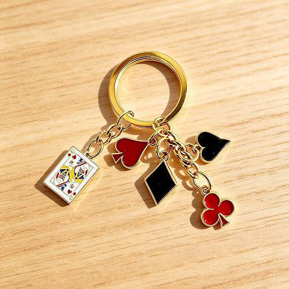 Classic Card Poker Keychain - Lucky Money Pendant and Halloween Ornament