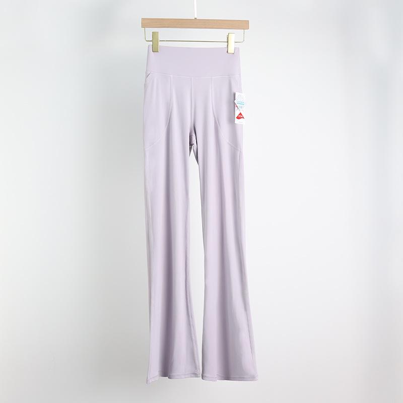 [Premium] High-Waist Flared Yoga Pants with Pockets – Lycra Fiber, Wide-Leg, Hip-Lifting