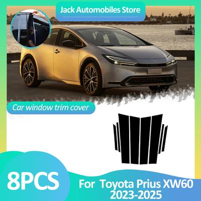 Couvercles de Garniture de Vitre de Voiture Pour Toyota Prius 60 XW60  2024 2025 Autocollants de Pilier Montants de Colonne Fibre de Carbone Noir Argent Accessoires
