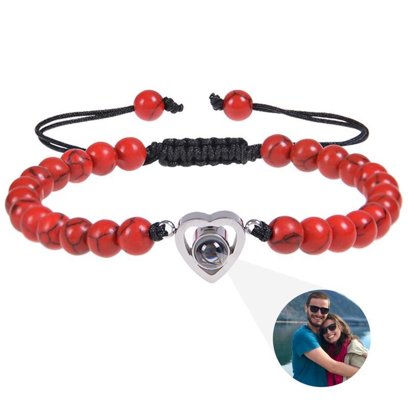 Personalisierte Foto-Armbänder Foto-Projektions-Armband Perlenarmbänder mit Bild darin 100 Sprachen Gedenkgeschenk