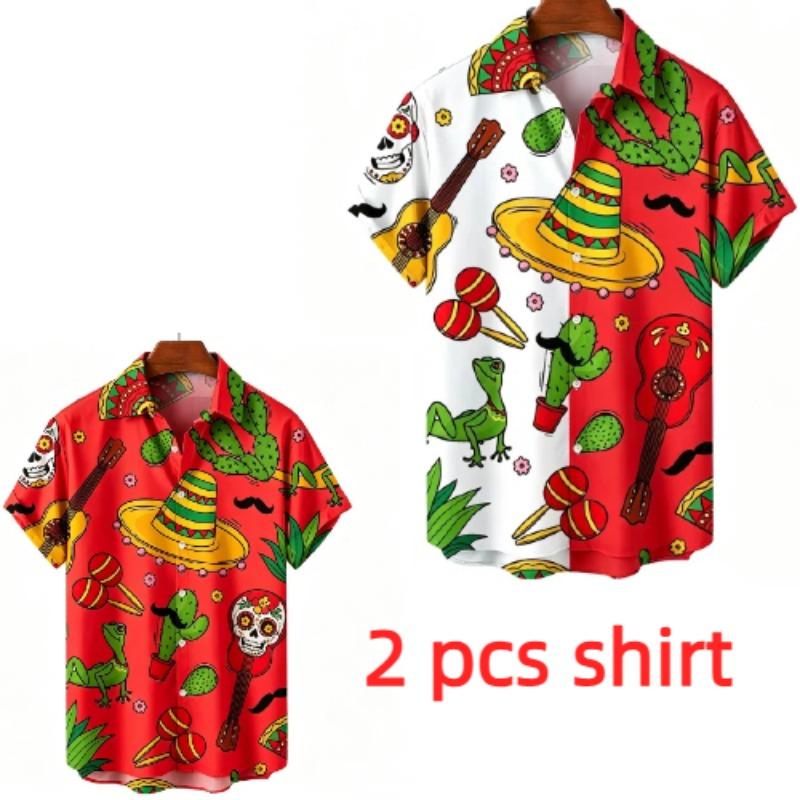 Vintage Fashion Men's Shirt Mexican Style 3D Printing Shirt Hawaiian Beach Vacation Clothing Men's Street Style Shirt Daily Men's and Women's Shirt