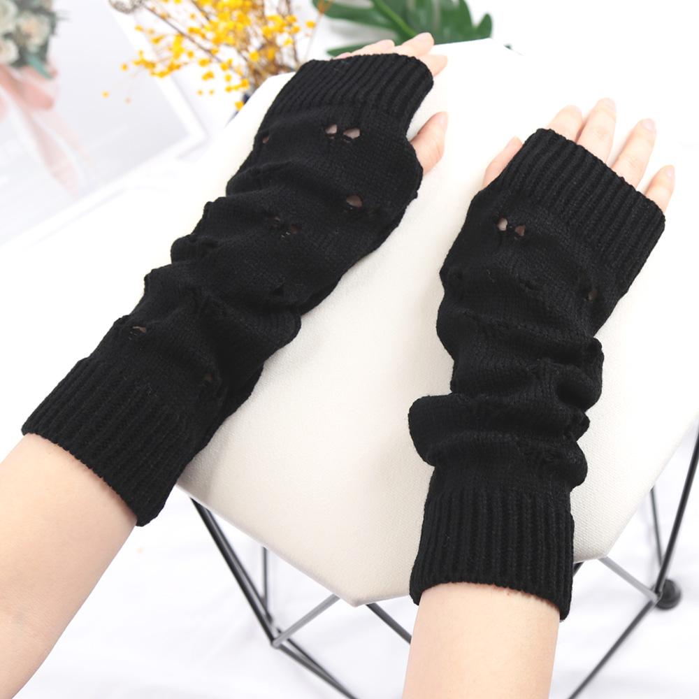 1pair Winter Warmer Women Gloves Stylish Hand Girls Lolita Arm Crochet Knitting Hollow Heart Mitten Warm Fingerless Gloves