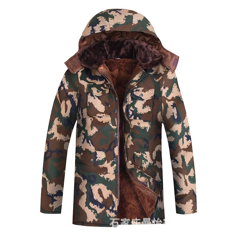 Veste de travail d'hiver pour homme en coton imperméable doublée polaire camouflage