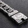 Religious Bracelet for Men 316L Stainless Steel 22MM Buddhist Scriptures Link Men's Bracelets Leather On Hand Jewelry Massive