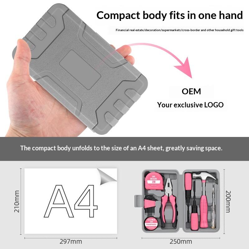 13/24Pcs Diy Tool Kit For Women Mini Home Toolbox Set With Hammer Pliers Wrench Screwdriver Basic Starter Tools