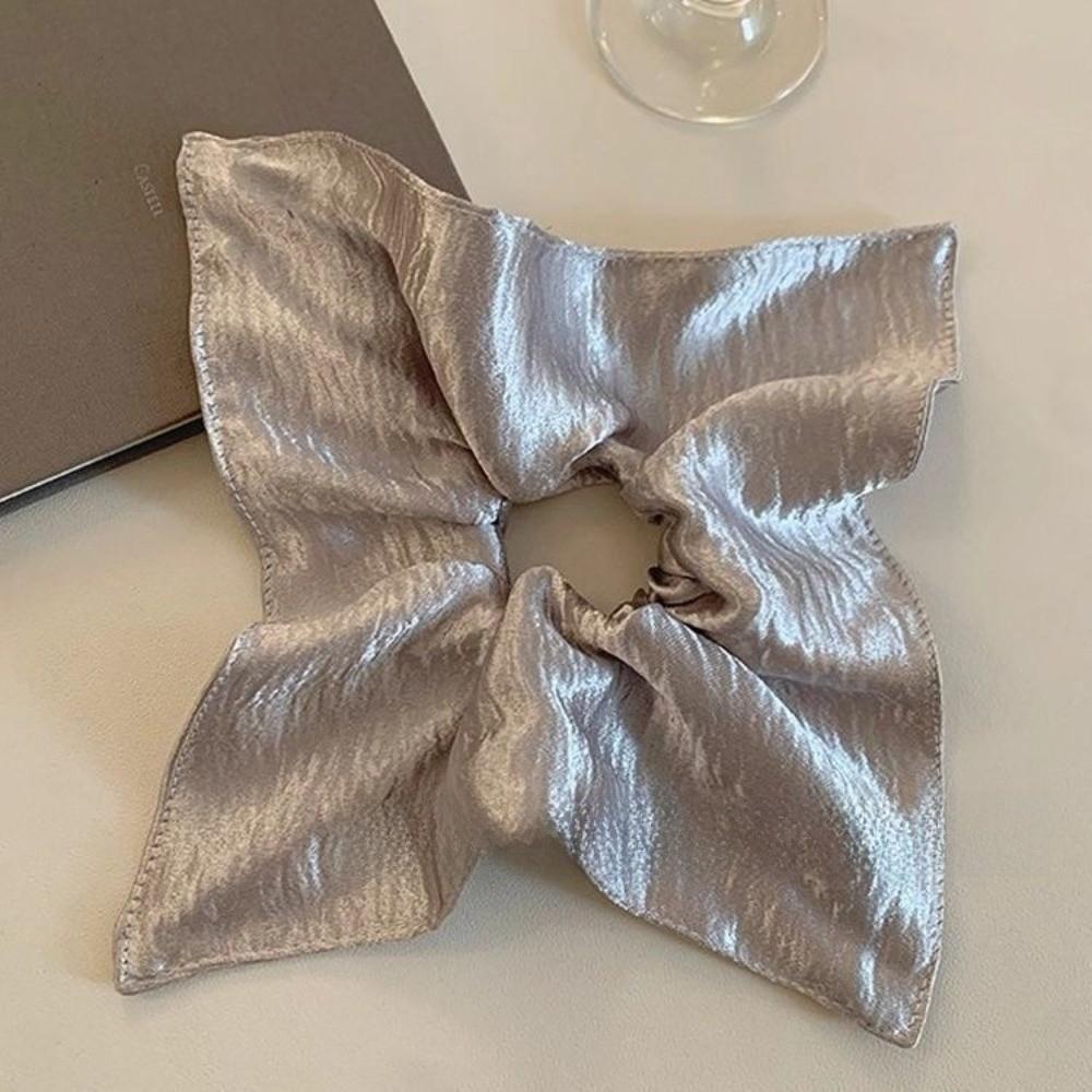 Shiny Silver Hair Scrunchie Square Ponytail Hold New Rubber Bands Hair Accessories