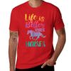 Cute Life Is Better With Horses Horseback Riding T-Shirt for a Boy Summer Top Men Graphic T Shirts