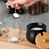 CERAMIC SUGAR BOWL WITH SPOON, BLACK 139683