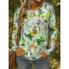 Women's 3D color printed T-shirt with fashionable long sleeves