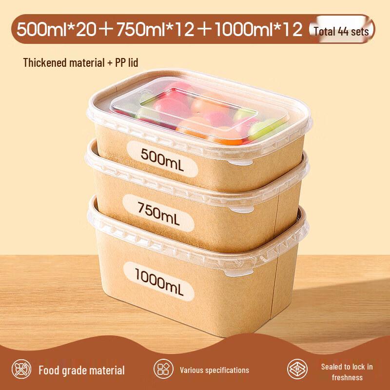 Disposable Kraft Paper Food Containers with Lids