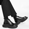 Men's British Style Black Leather Boots - Height Increasing Design, Durable & Stylish for Autumn, Winter & Casual Outfits