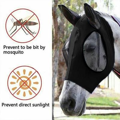 Horse Face Mask with Fly-proof Mesh and Comfortable Fit To Protect Eyes and Ears