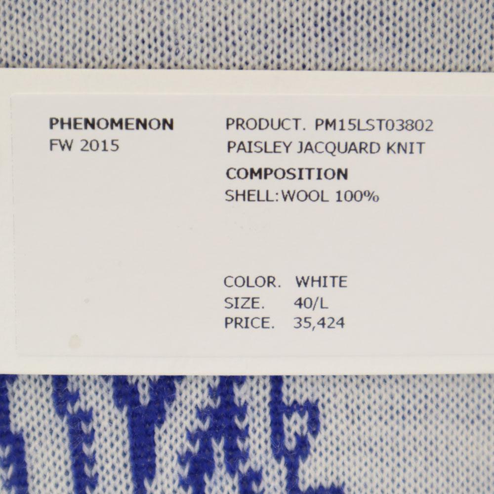 unused PHENOMENON wool Paisley Pattern Long sleeve sweater L white knit Women Used