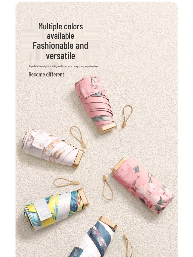 Mini Portable Sun & Rain Umbrella: Anti-UV Black Glue Parasol for Women