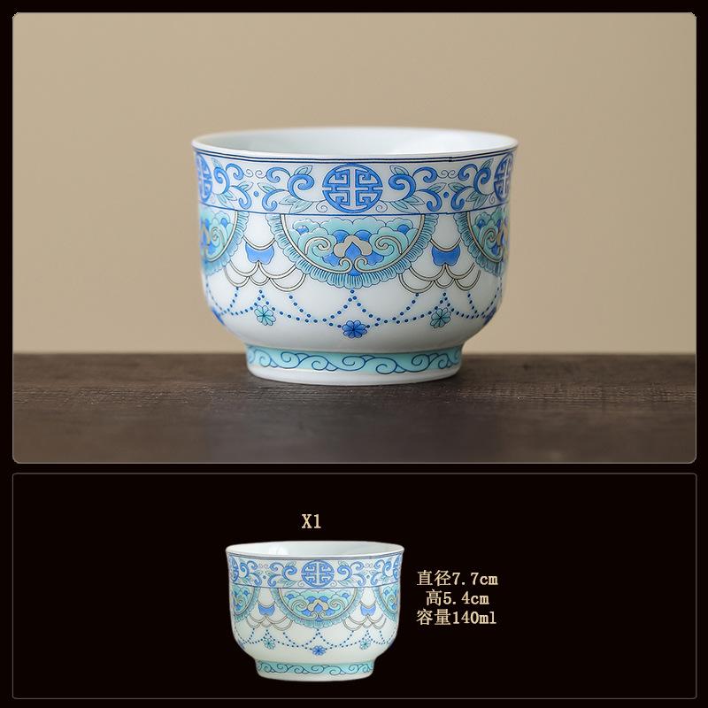 Blue and white bucket color tea cup New Chinese ceramic personal master cup Home office hospitality tea set Press hand small teacup