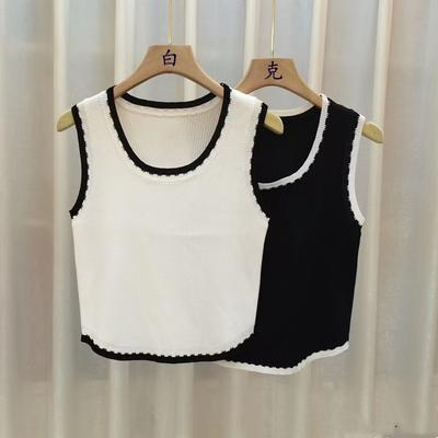 Knit Small Halter Vest Women's Summer New Inside with A Base Shirt Sexy Sweet Spice French Short Top