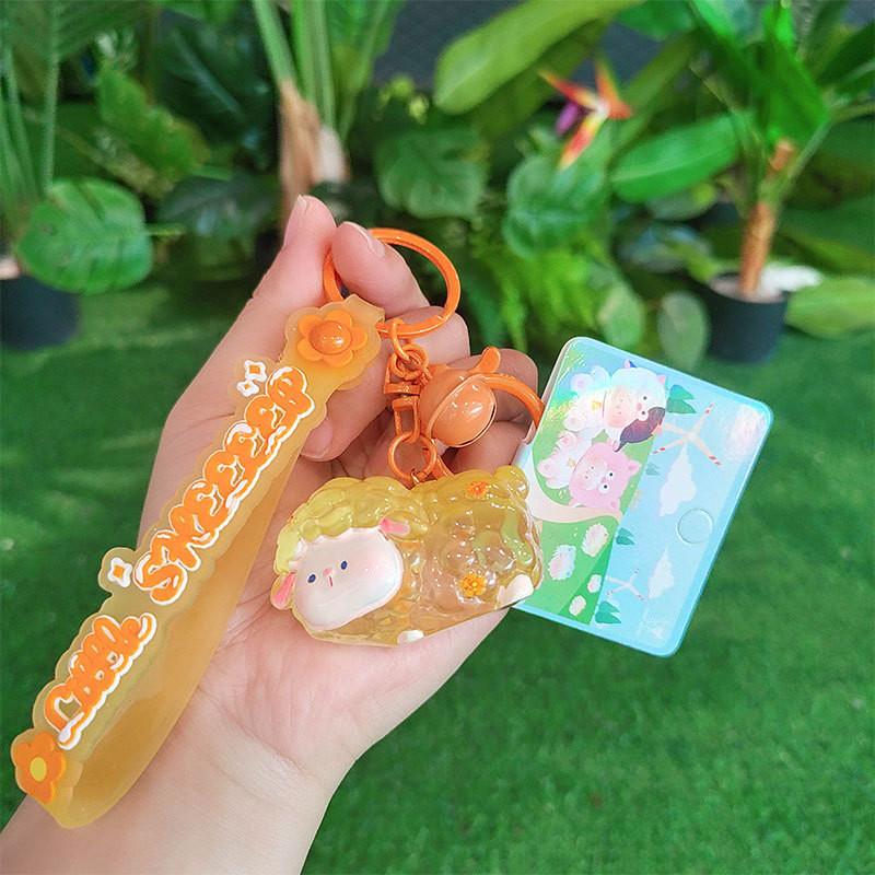 Charming Pvc Yellow Hooded Sheep Keychain Perfect Cartoon Gift And Accessory