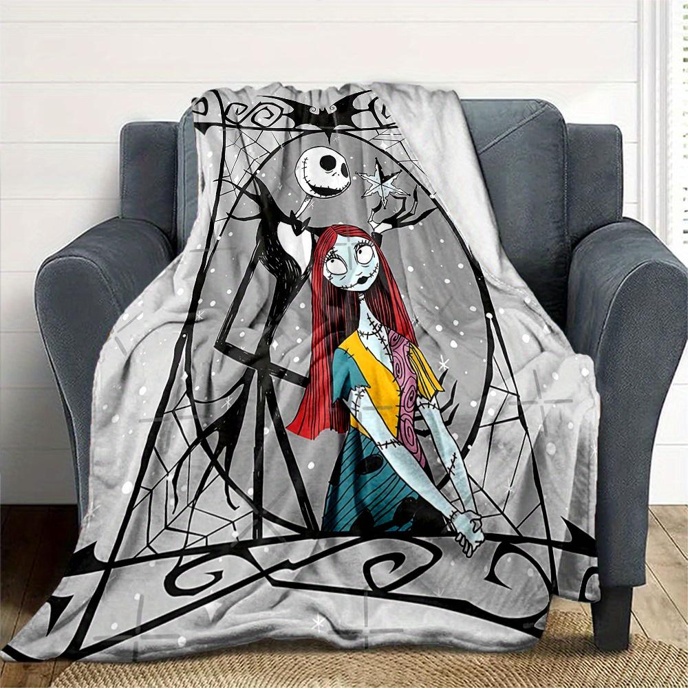 1pc, Jack Skellington and Sally Blanket Seasonal Home Decorative Throw for All Seasons, Living Room, Travel, Camping, Car Blankets