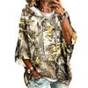 Women's Fashion Three-Quarter Sleeve Leaf Print Hooded Pullover Top