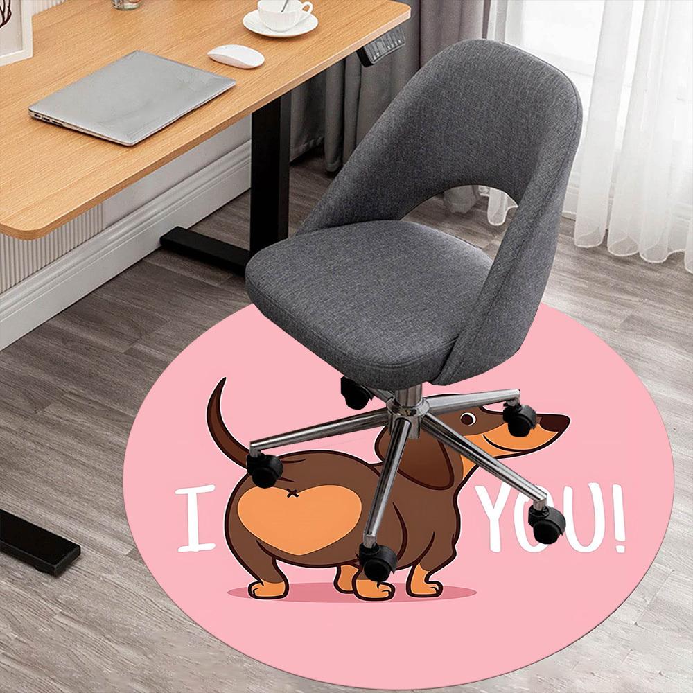 1pc I Love You Round Chair Mat Area Rug - Non-Slip, Floor Mat for Office, Bedroom, and Indoor Decor C1125116