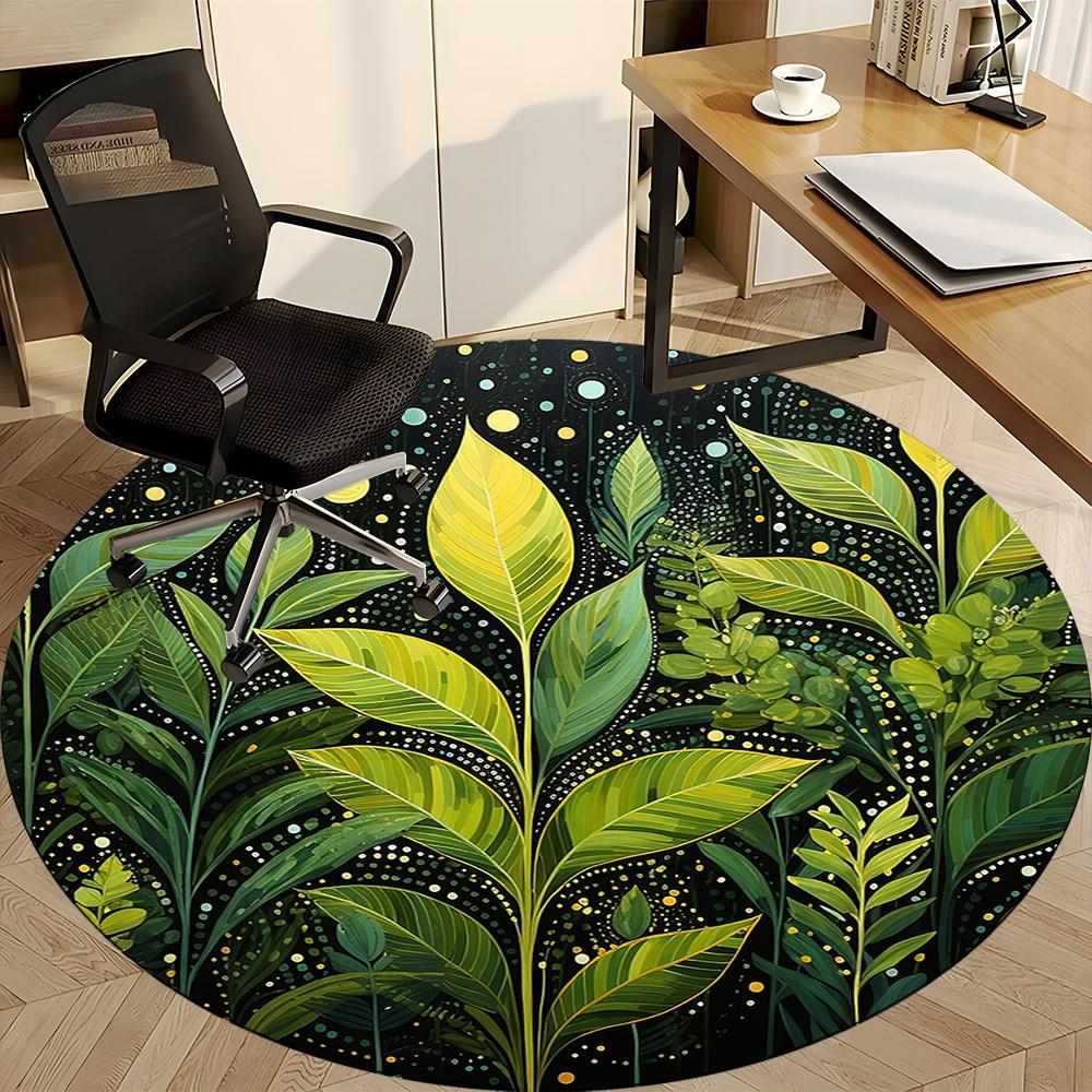 1pc Nature Plants Office Round Area Rug, Indoor Mat Suitable ForOffice, Under Office Chairs Bedroom Living Room Home Decor, Room Decot060