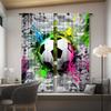 Set Of 2 Vibrant Soccer Ball Curtains Minimalist Design Graffiti Splashes Panels Living Room Bedroom Modern Blackout Made Polyester Sitting Window