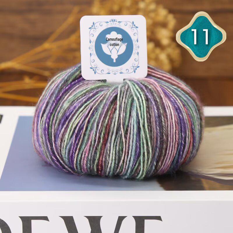 Fil de laine de coton mohair camouflage dégradé pour tricot à la main d'écharpes et de bonnets