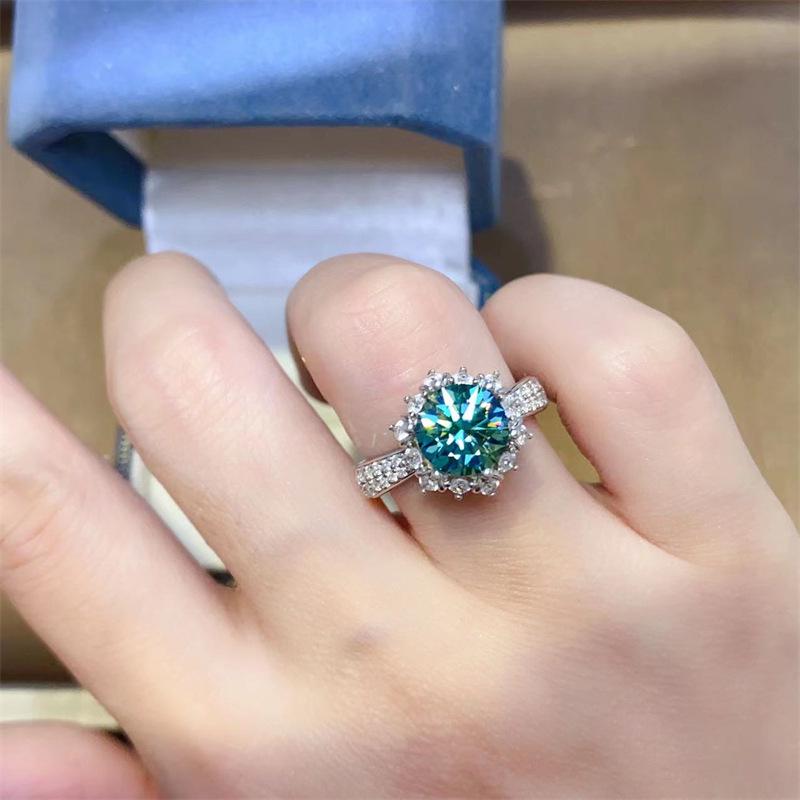 2 Carat Green Moissanite Ring for Women, Authentic Green Diamond, Passes Diamond Tester, Appraisal Certificate Included Size 15