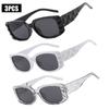 3PCS Square Fashion Women Sunglasses Y2K Hip Hop Vacation Beach Party Decoration Glasses Men