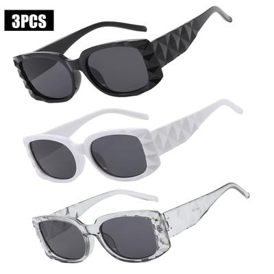 3PCS Lunettes de soleil carrées mode femme Y2K Hip Hop Vacances Plage Fête Décoration Lunettes Homme