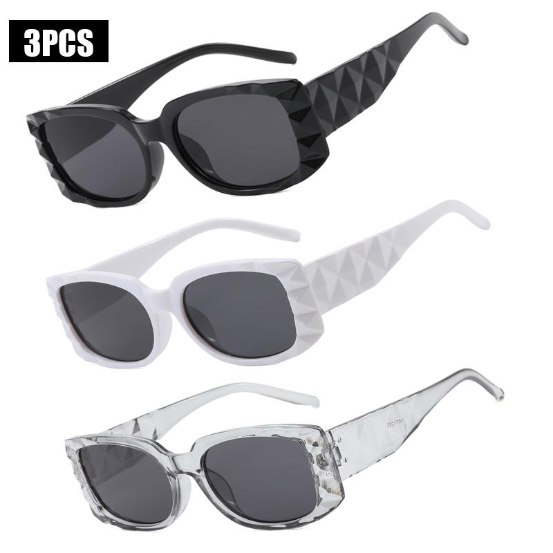 3PCS Square Fashion Women Sunglasses Y2K Hip Hop Vacation Beach Party Decoration Glasses Men