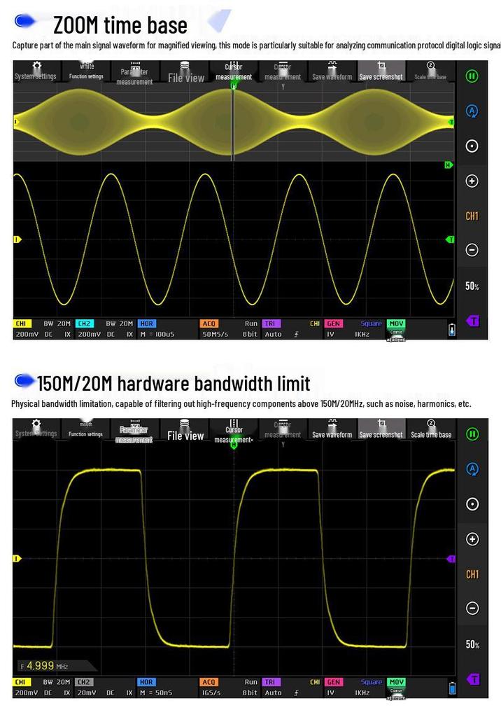 FNIRSI DPOS350P 4-in-1: 350MHz Tablet Oscilloscope, Signal Generator, Spectrum Analyzer, & Frequency Counter