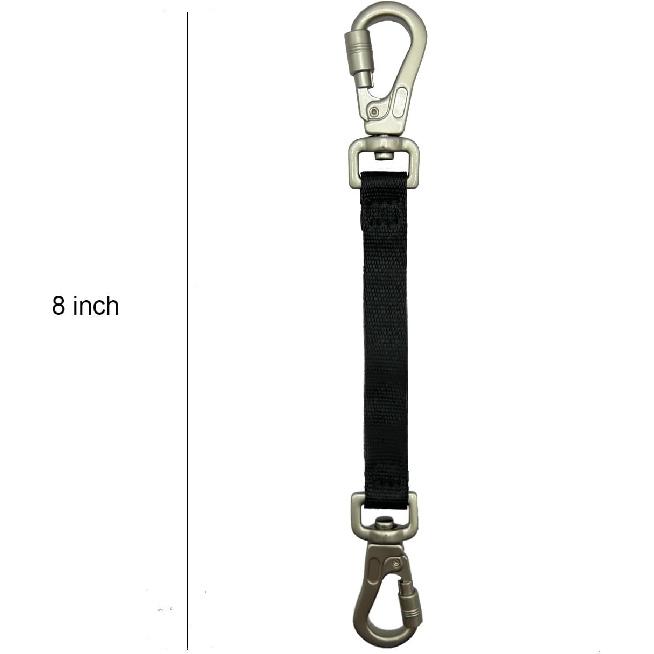 Double Ended Collar Backup Clip for Dog Harnesses, Safety Clip for Prong Collar with Gentle Nylon Webbing for Light Dog