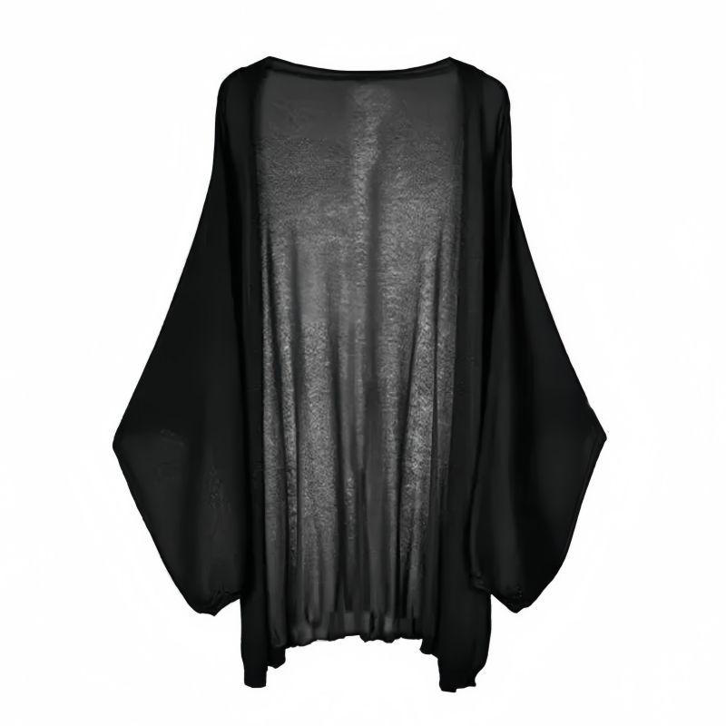 Women s Thin Knit Cardigan Summer Loose V-Neck Soft Skin-Friendly Knit Cardigan L чёрный