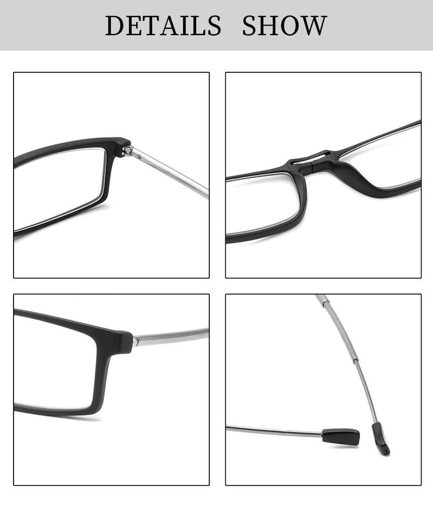 TR90 Folding Anti-Blue Light Reading Glasses for Men & Women, Portable with Telescopic Stainless Steel Legs