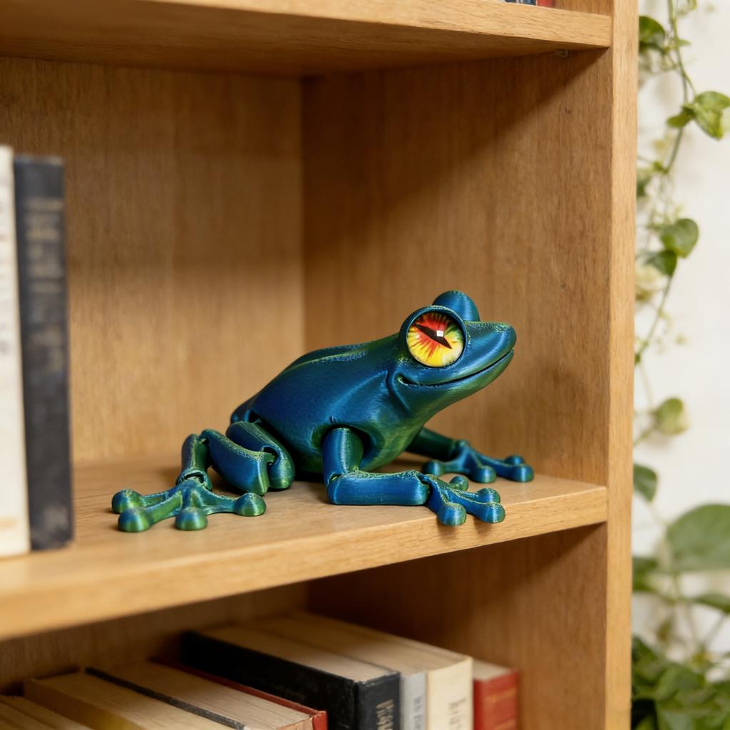 3D Printed Frog Statue, Flexible 3D Printed Animal, Colorful Figurines Statue, Gifts, 38Cm/14.96In, 16.5Cm/6.5In