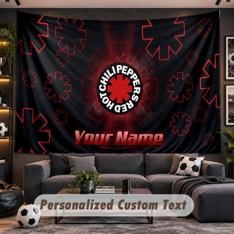Wall Hanging Tapestry Custom NameRed Hot Chili Peppers Pattern Personalized Printed Fabric Wall Decor