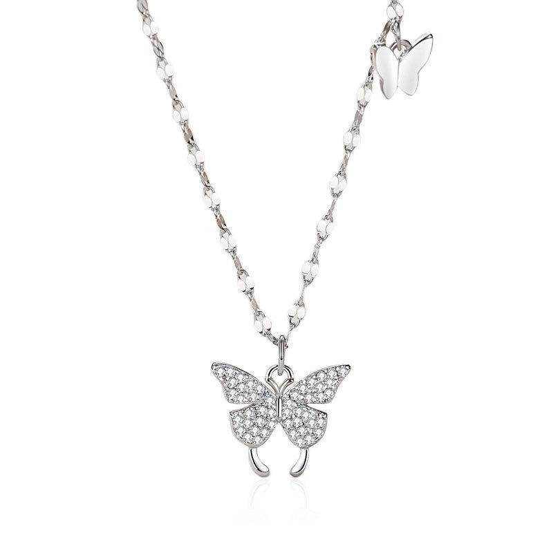Butterfly Necklace Girls Light Luxury High Sense Year Niche Design Sweater Chain Collarbone Chain