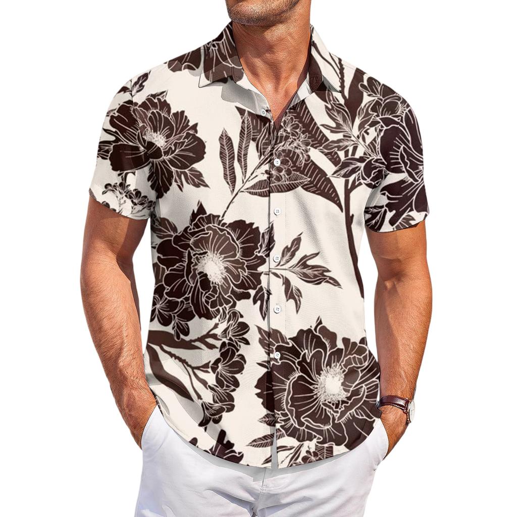 Men's Casual Fashion Printed Short,Sleeve Shirt