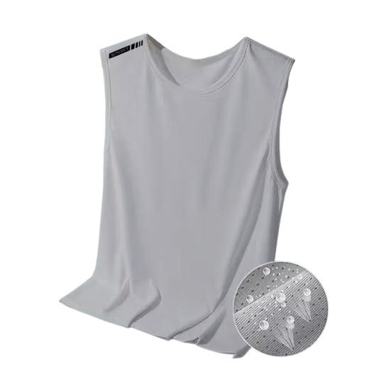 

Men Gym Tank Top Breathable Sleeveless Athletic T-Shirt Mesh Cooling Fabric Loose Fit Summer Tee for Workout Beach Outdoor Sports M светло-серый