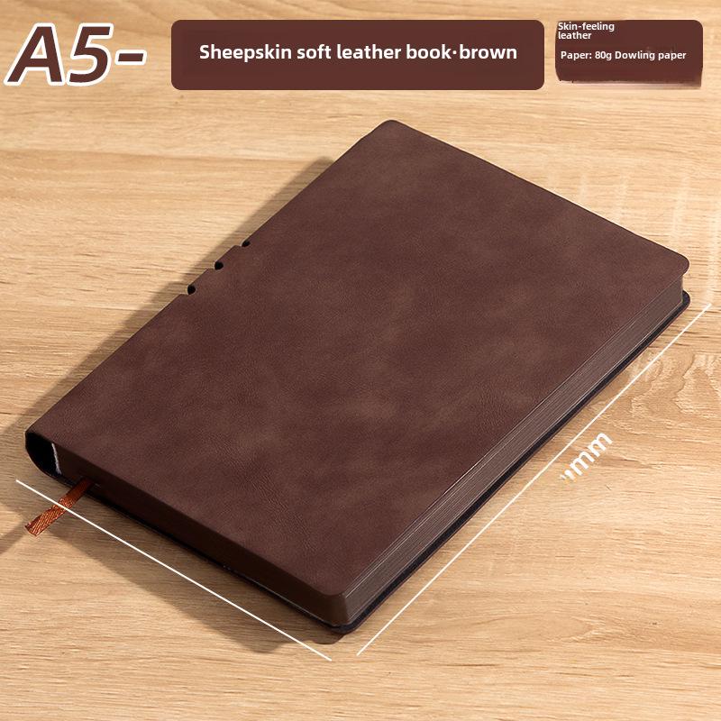 Thickened Sheepskin Business Notebook with Custom Logo - Available In A4, A5, B5 Sizes, Horizontal Line.