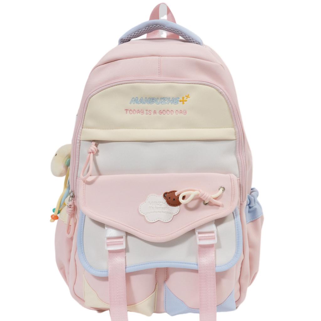 Junior high school student schoolbag female cute color matching large-capacity computer backpack practical thickened wear-resistant casual backpack