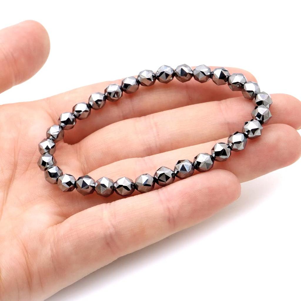 [GOLD STONE] Terahertz Crystal Bracelet, 6mm Star Cut, Power Stone, Inner Circumference: Approx. 20cm