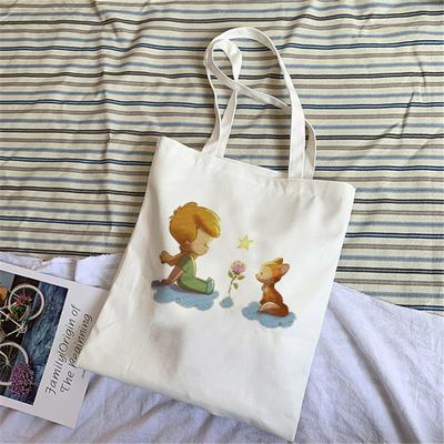 Kawaii Süß Mode Literarisch Leinwand Tragetasche Einkaufstasche Schulter Einkaufstasche Damen Handtasche Große Handtasche Paar Freundin G