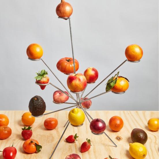 Εκρηκτική Φρουτιέρα Τέχνης Επιπλέων Σταντ Επίδειξης Φρούτων Πλήρης Αερισμός 360 Μοιρών Διατηρεί Φρέσκα Μεταλλική Γλυπτική για Κουζίνα Τραπεζαρία Κεντρικό Κομμάτι