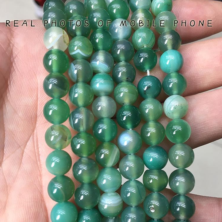 Green Striped Agate Loose Beads for DIY Jewelry Accessories 4mm, 90 beads, 11g