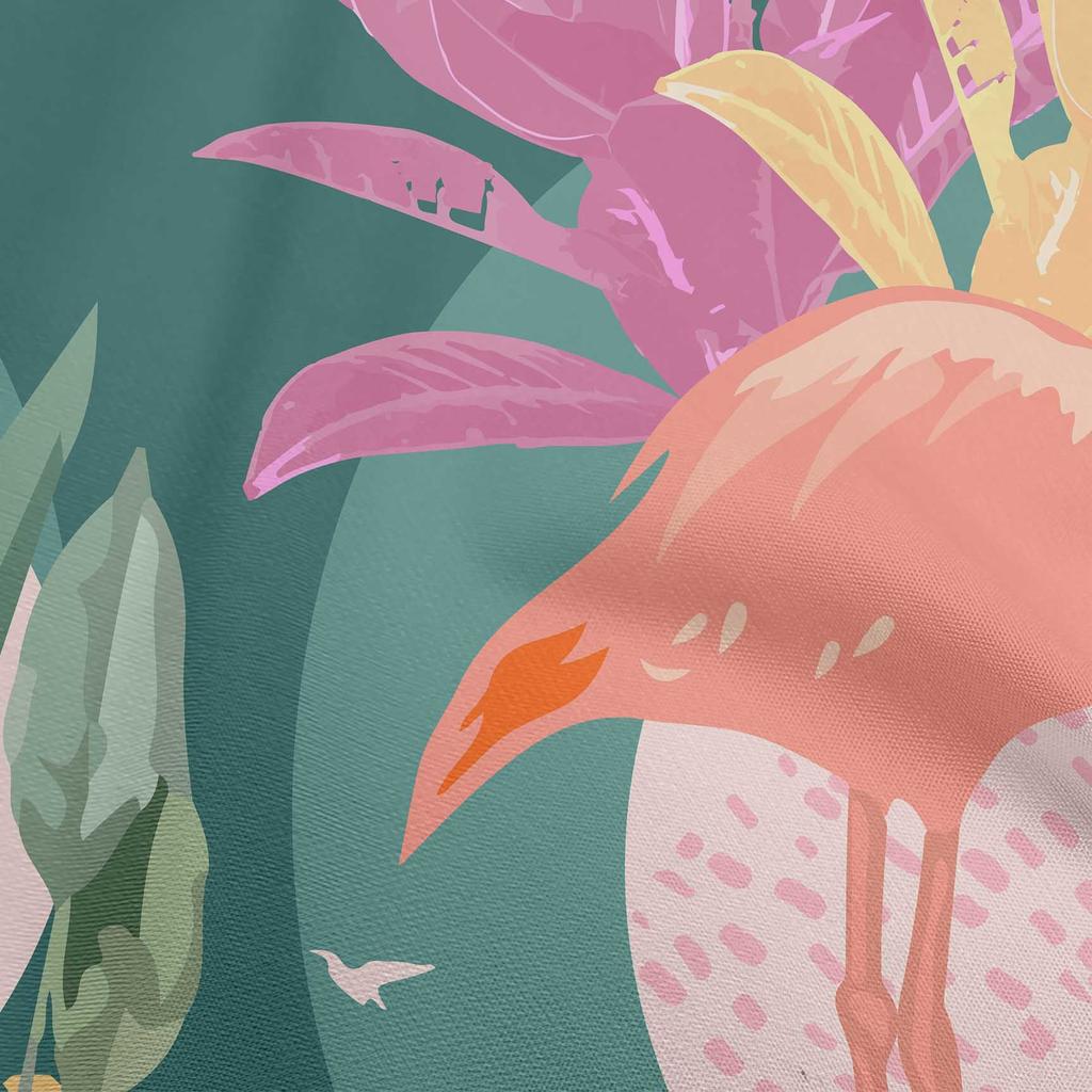 oneOone Cotton Flex Chocolate Brown Fabric Tropical Abstract With Flamingo Fabric For Sewing Printed Craft Fabric By The Yard 40 Inch